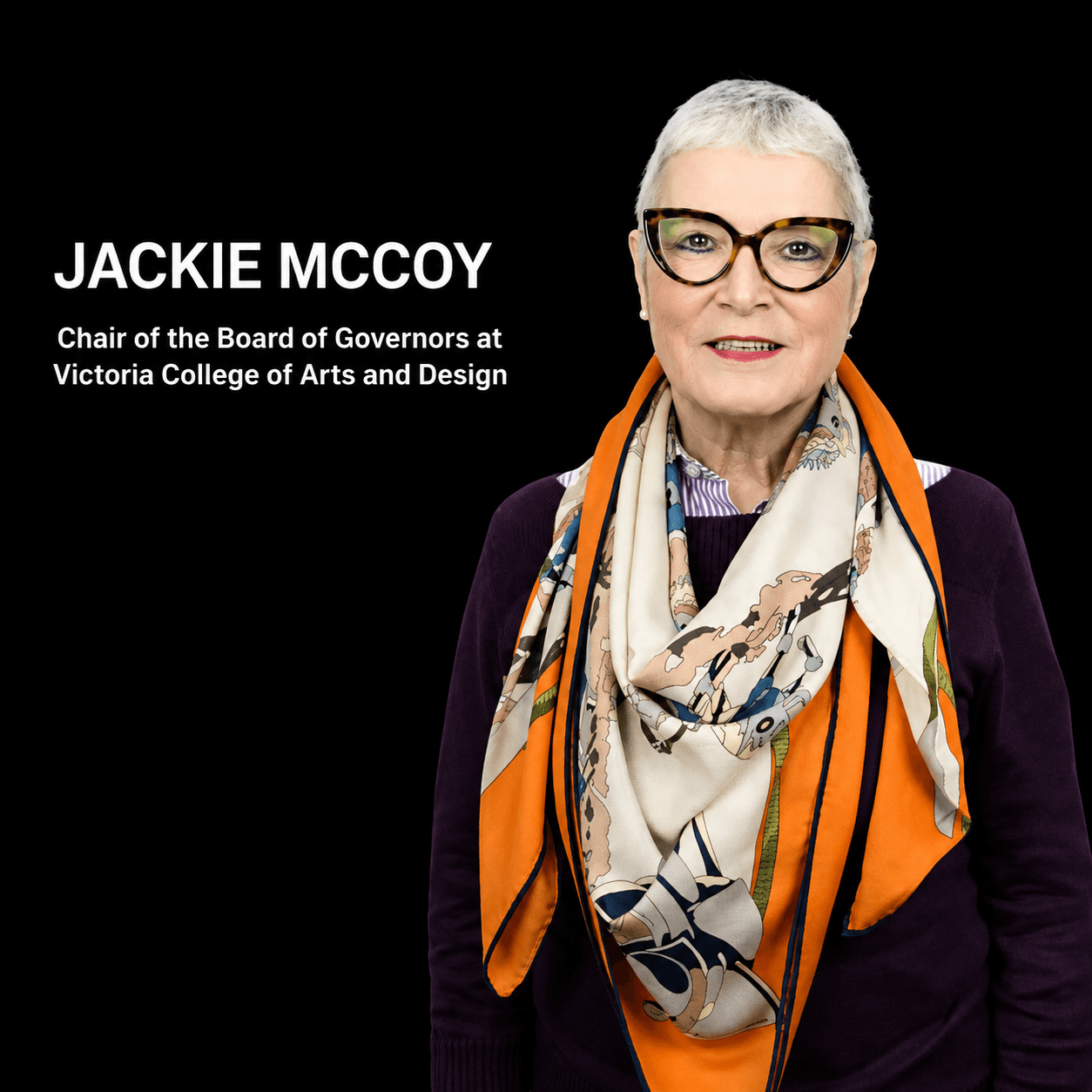 Jackie McCoy, MBE, SFHEA, MIoD — Chair of the Board of Governors, Victoria College of Arts & Design